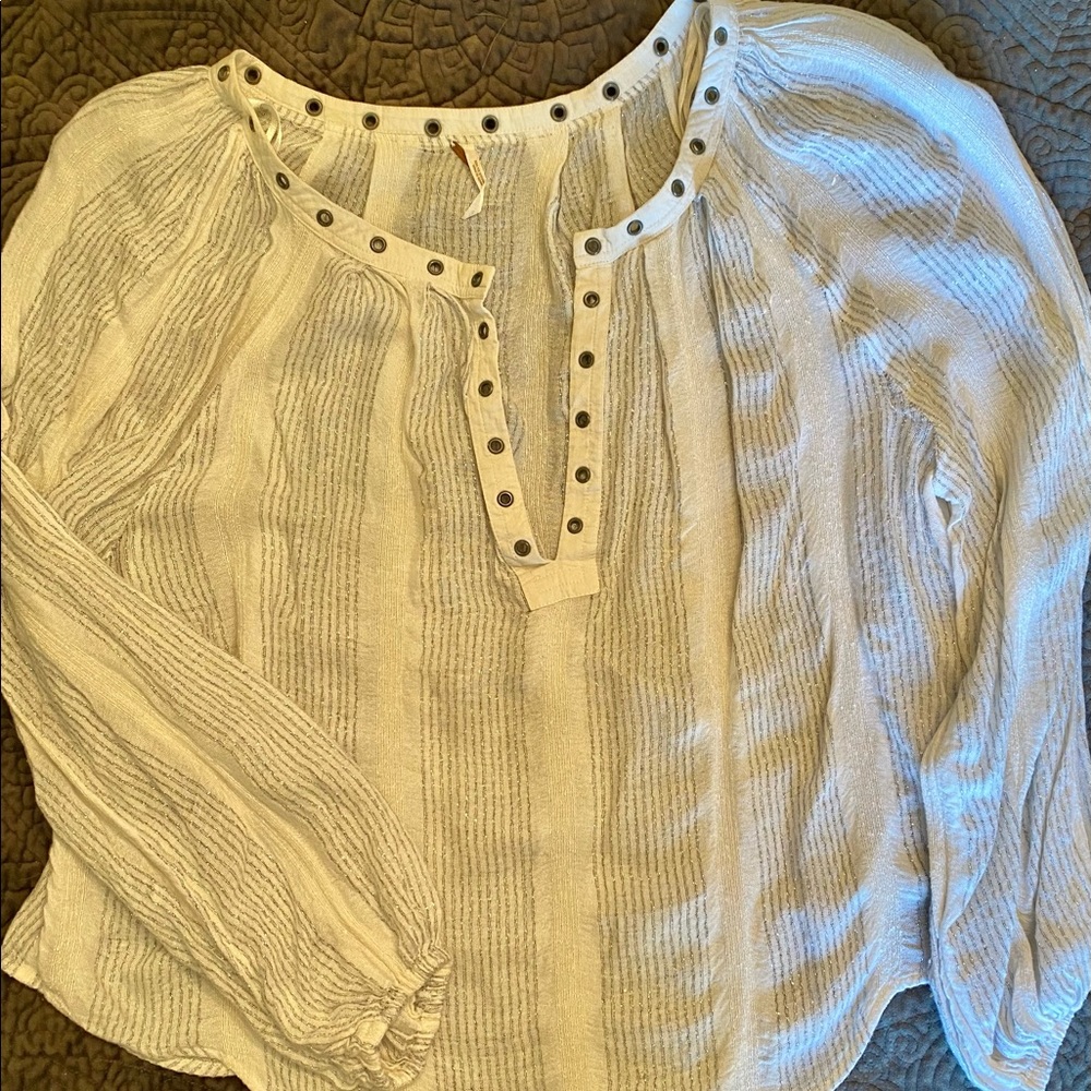 Free People Against All Odds poet top with metallic thread